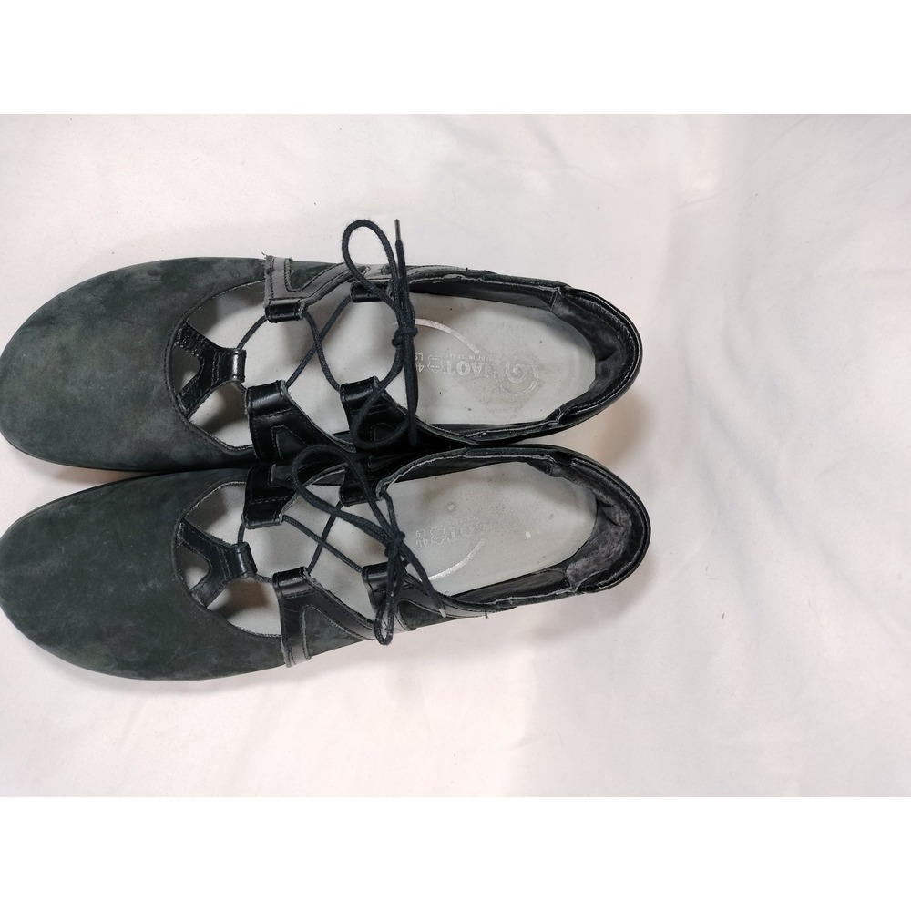 Naot Timu Black Suede Patent Leather Lace Up Ghillie Flats - Picture 4 of 5